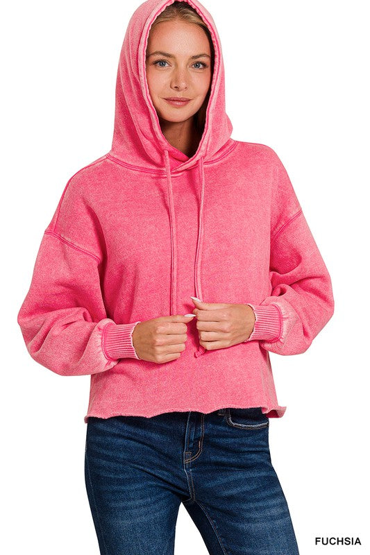 Washed Cropped Hoodie