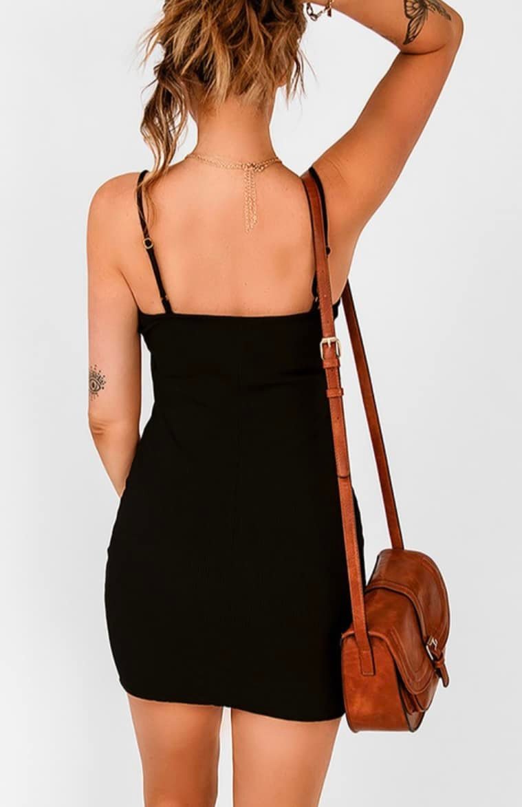 Stretchy Ribbed Spaghetti Strap Dress