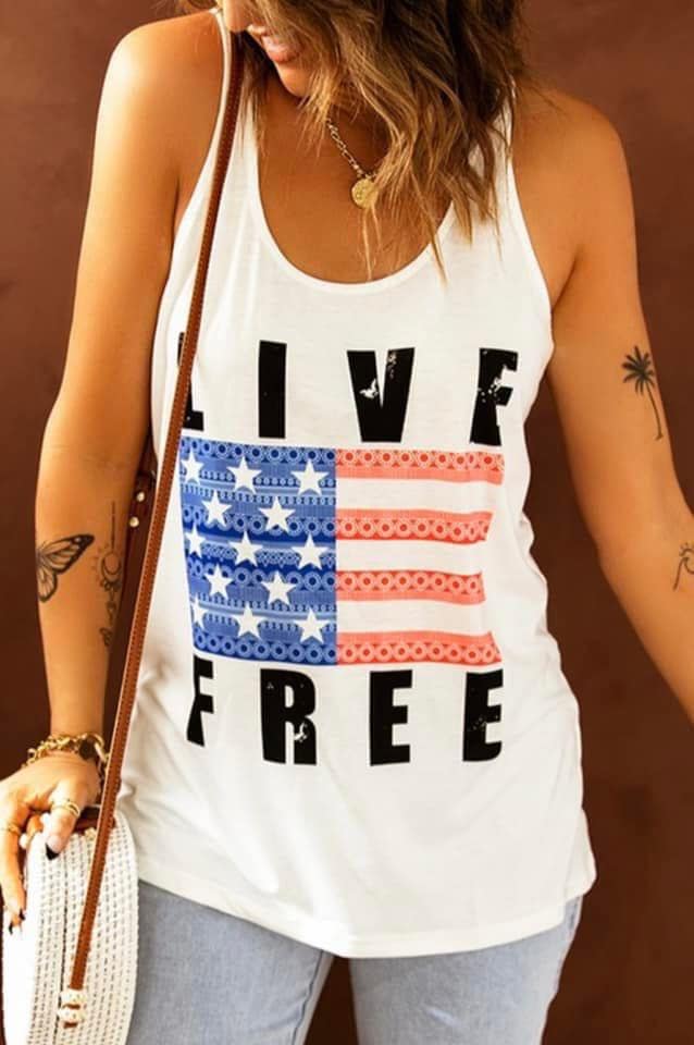 Tank Graphic Live Free Flag