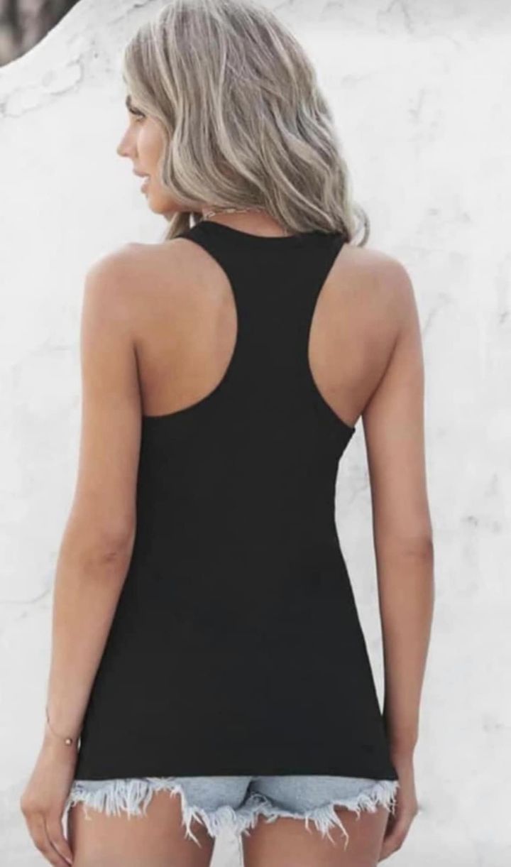 Graphic Sun Solid Racer Back Tank