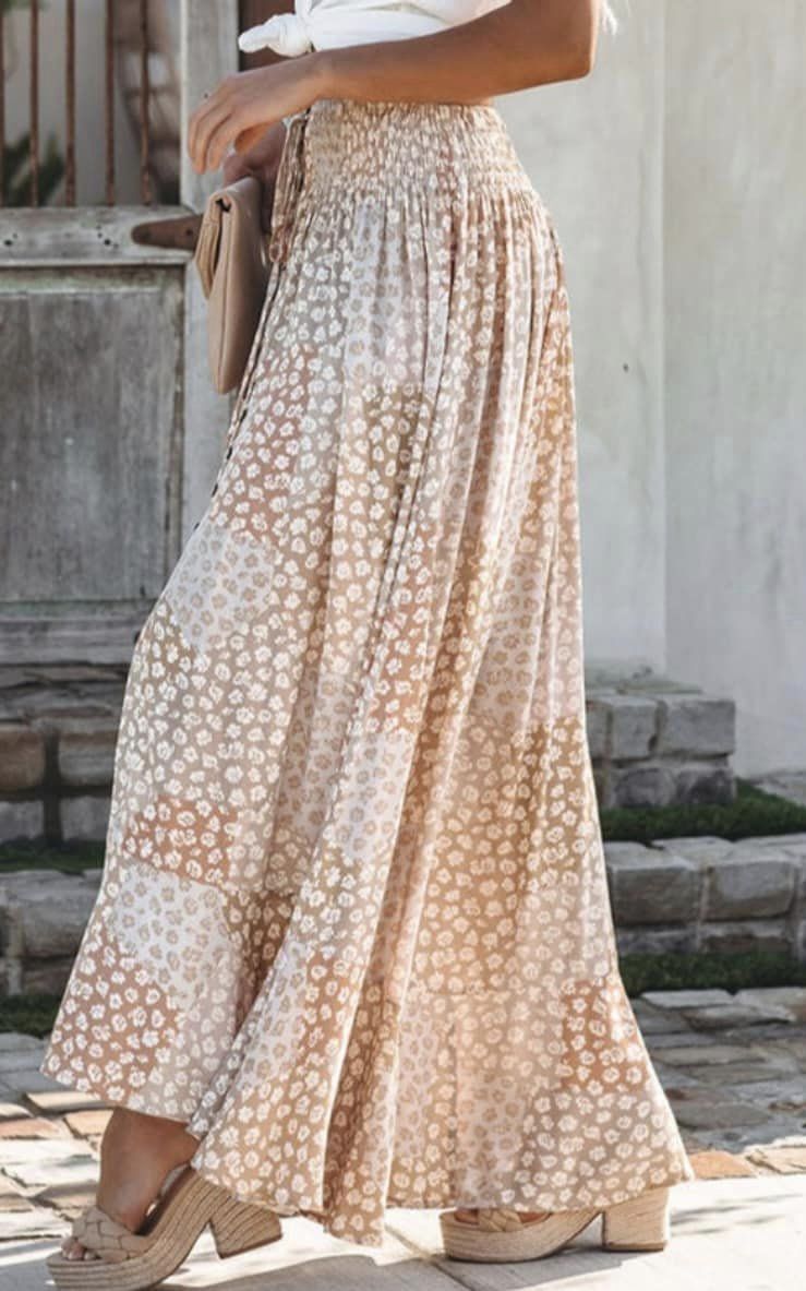 Floral Maxi Skirt with buttons down front