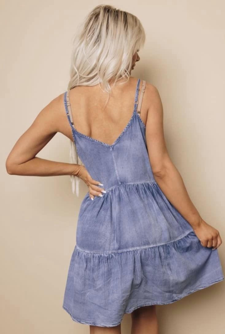 Ruffled Soft Denim Dress