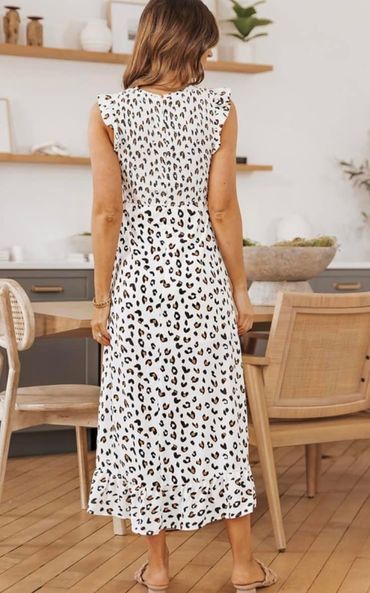 Sleeveless Leopard Hi Lo Maxi Dress