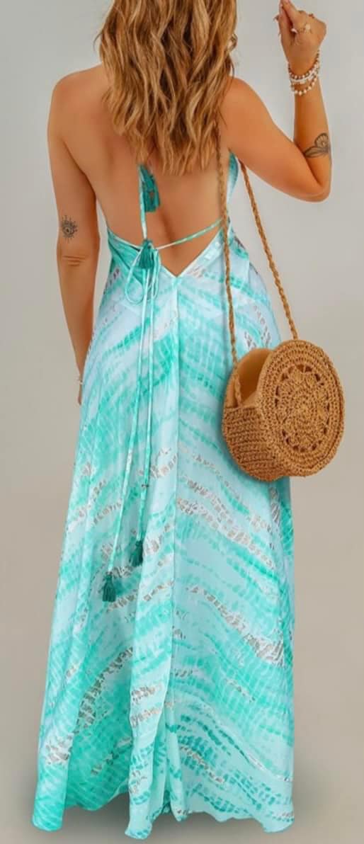Tie Dye Halter Maxi Dress