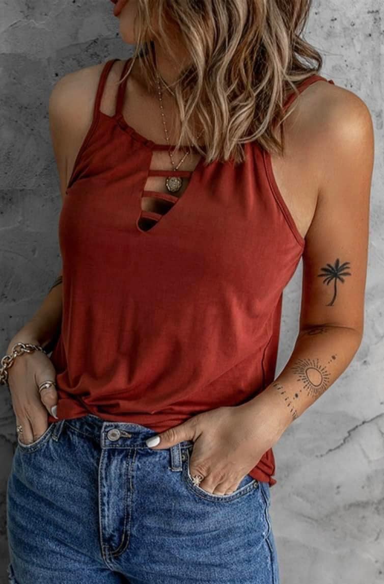 Tank with cut out and Double Straps