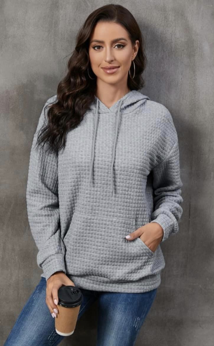 Textured Hoodie with Front Pocket