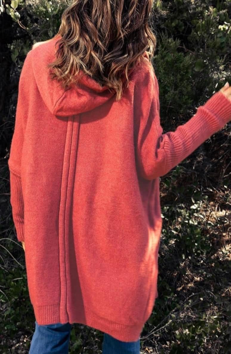Oversized Open Front Cardigan Sweater with Hood