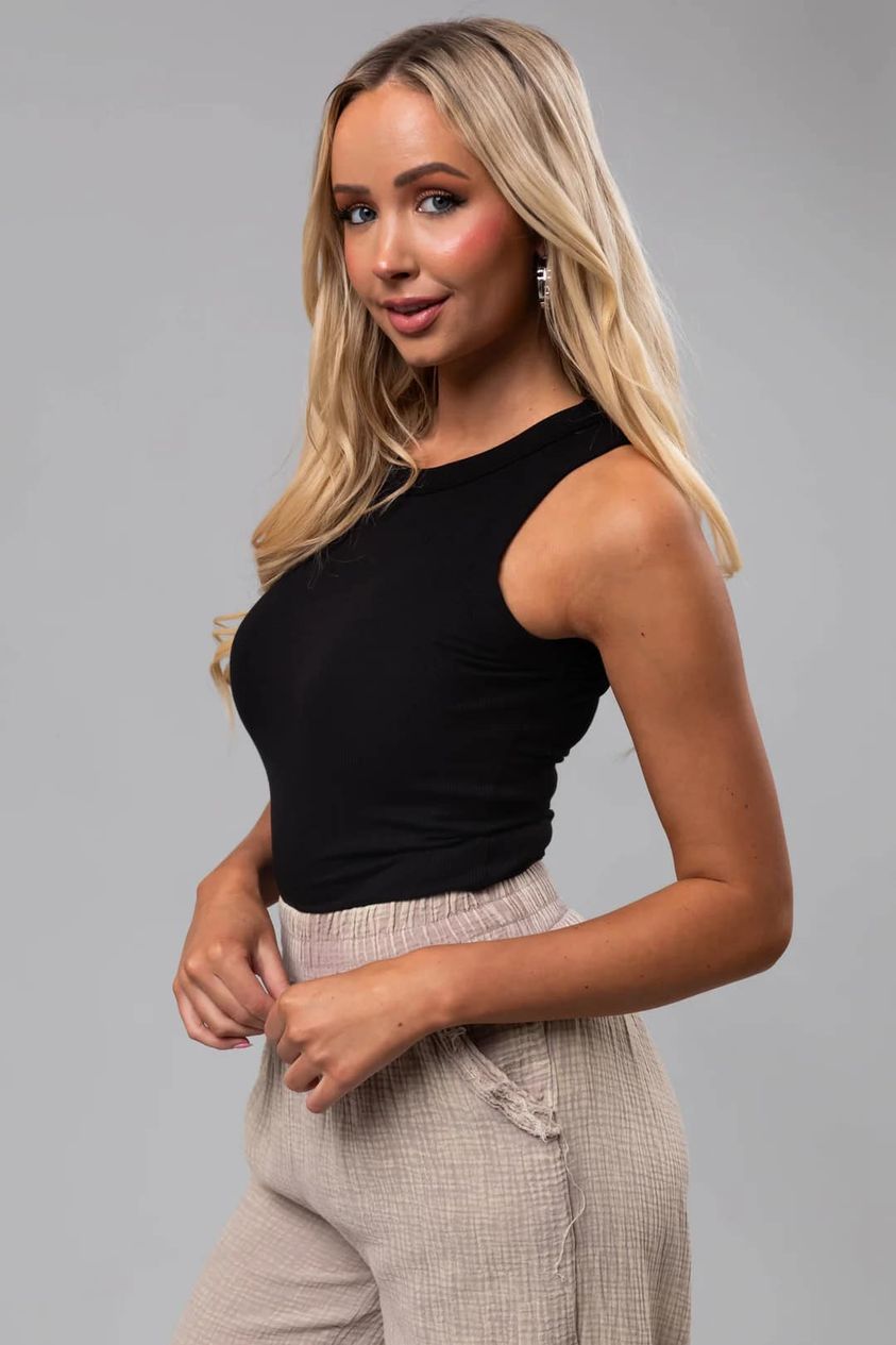 Stretchy Ribbed Sleeveless Tank