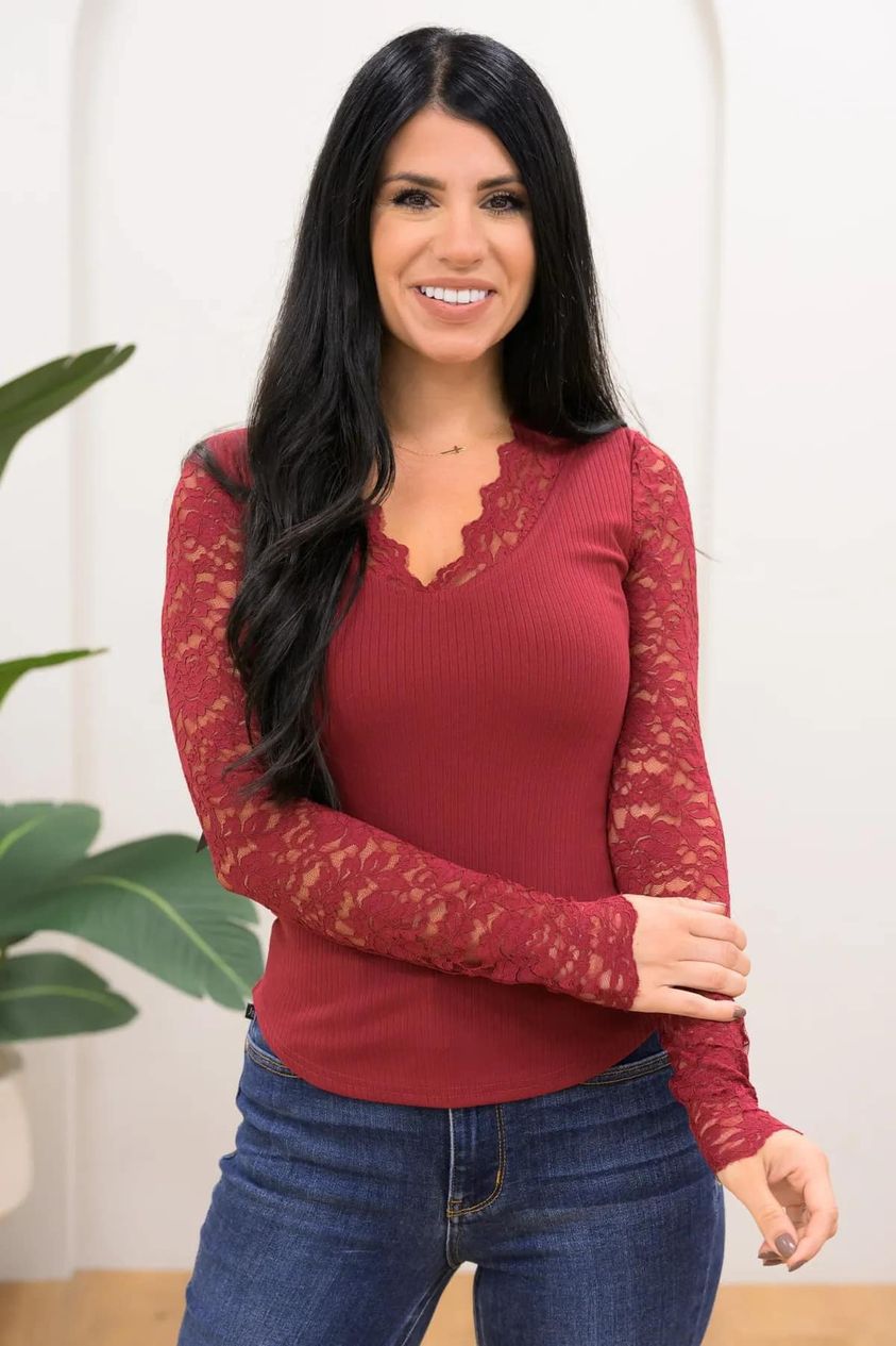 Long Sleeve Top with Lace