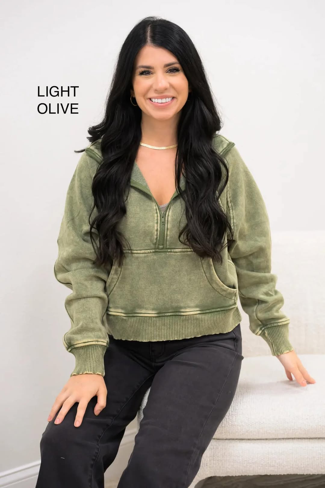 Mineral Washed Half Zip