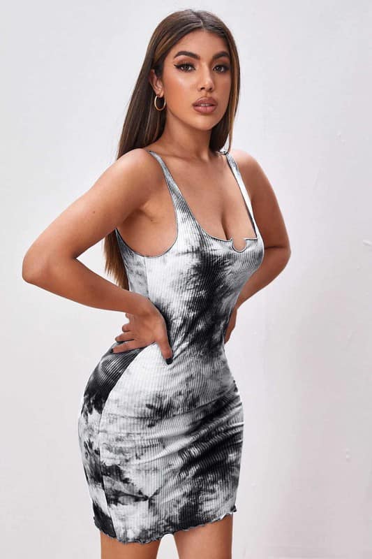Tie Dye Fitted Ribbed Dress