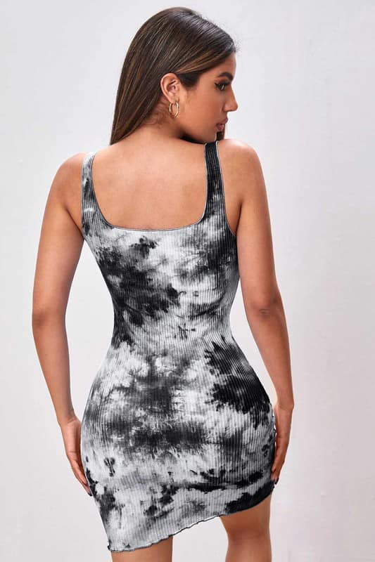 Tie Dye Fitted Ribbed Dress