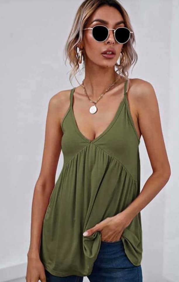 Loose Flowy Tank with Spaghetti Straps