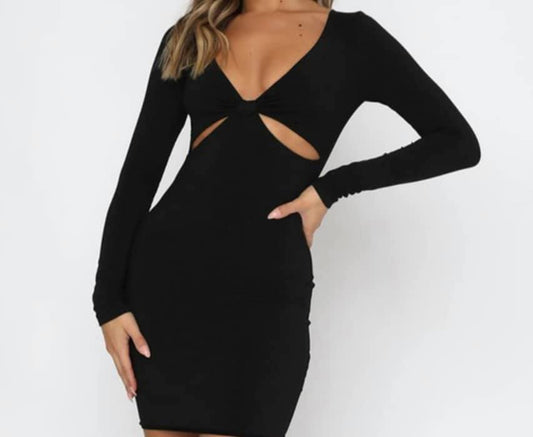 Long Sleeve Ribbed Bodycon Dress