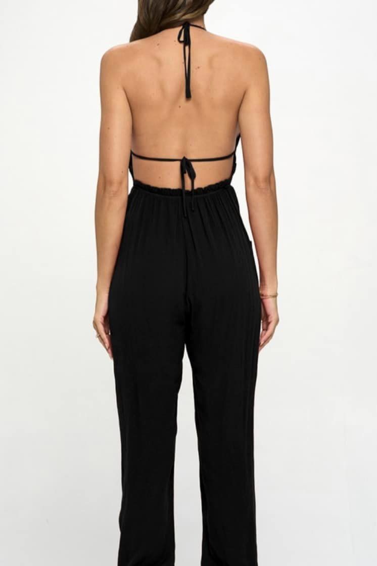 Halter Jumpsuit with Pockets