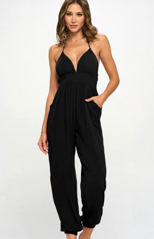 Halter Jumpsuit with Pockets