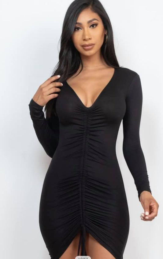 Long Sleeve Ruched  Dress