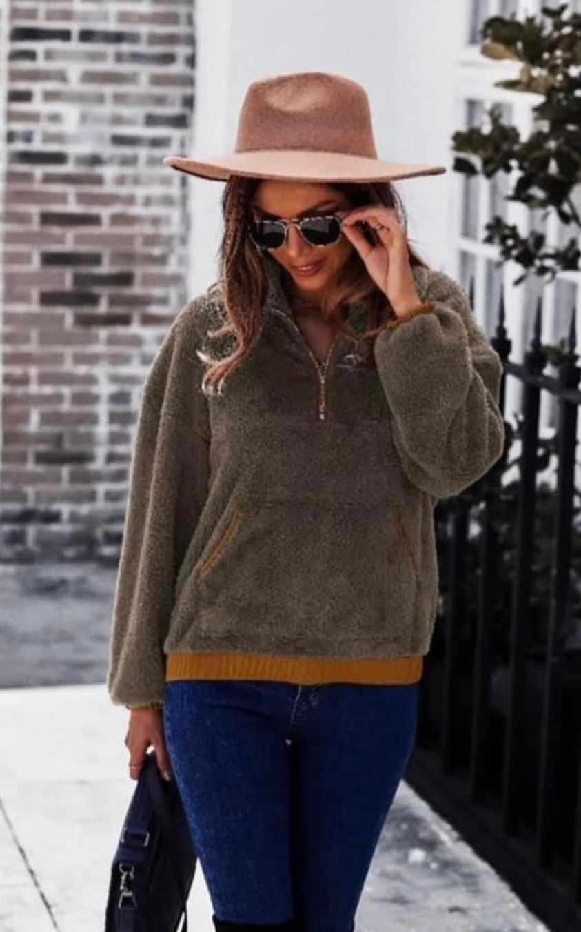 Fur Pullover with Front Pocket
