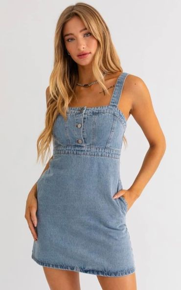 Denim Dress with Pocktes