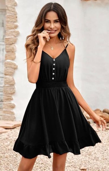 Dress it up or Down Dress with buttons & Ruffle Hem