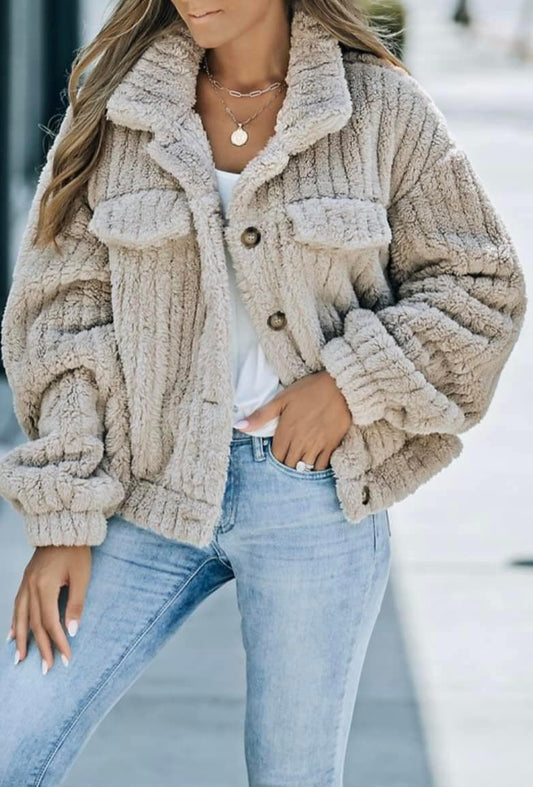 Super Soft Fur Jacket with Buttons