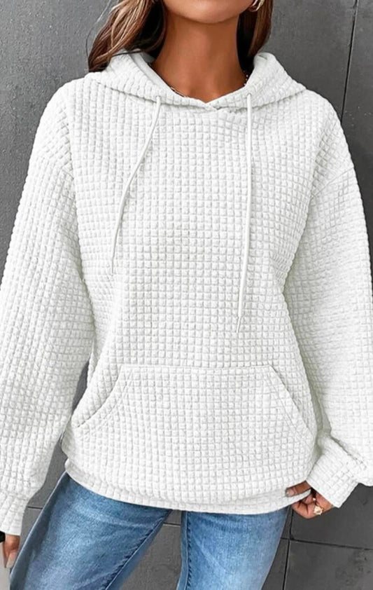 Textured Hoodie with Front Pocket