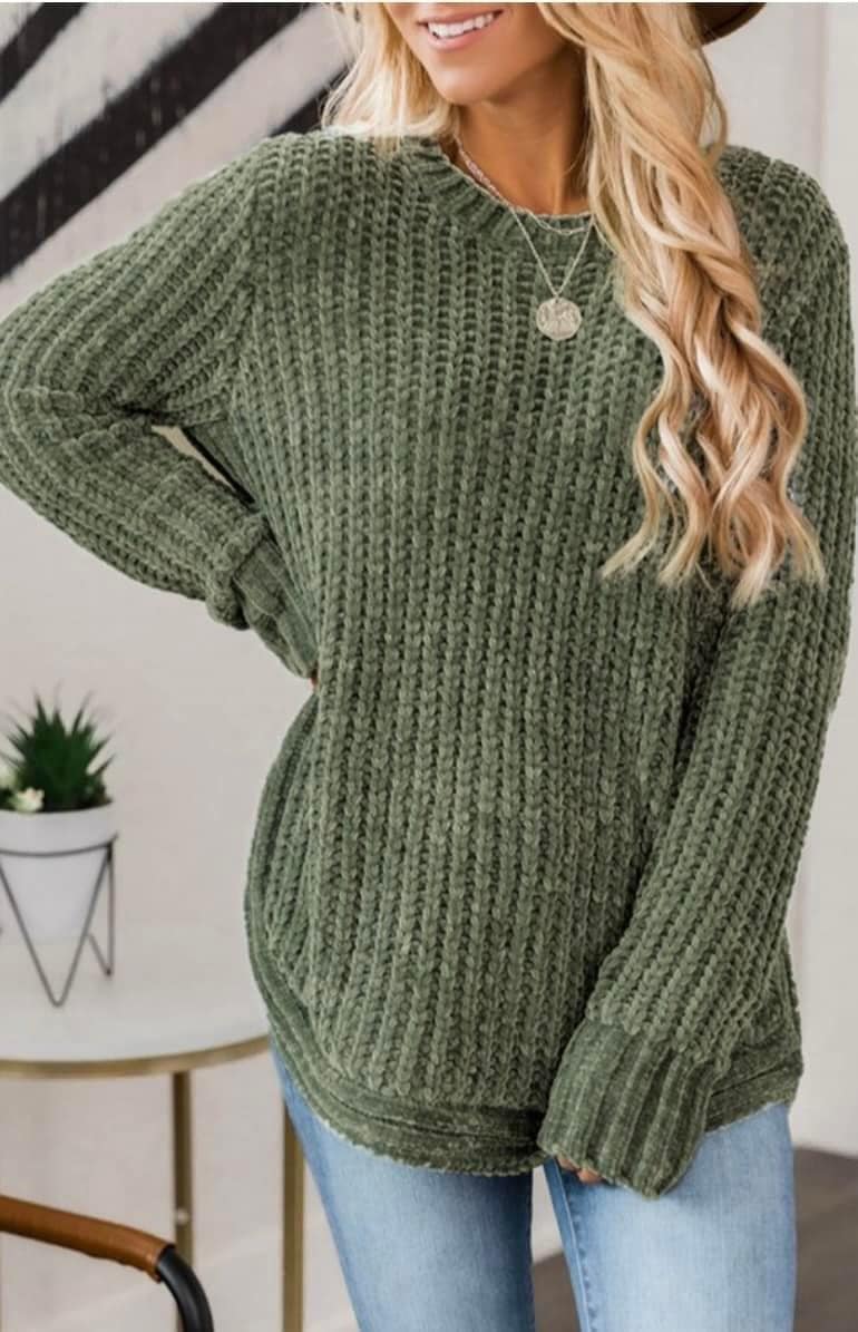 Chenille Round Neck Super Soft Sweater