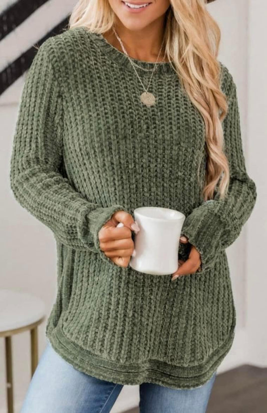Chenille Round Neck Super Soft Sweater