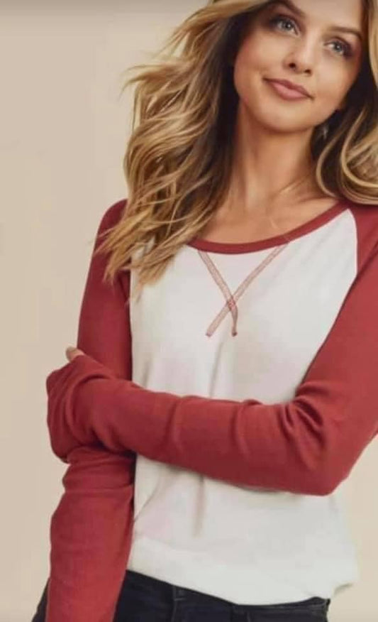 Thumbhole Baseball Style Thermal Top