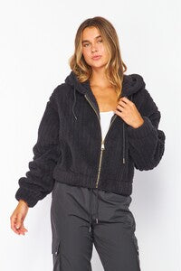 Super Soft Fur Jacket with Zipper & Hood