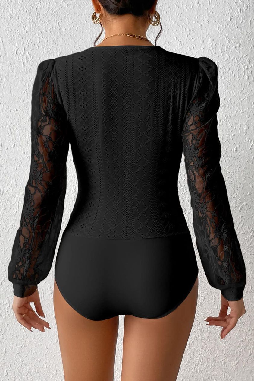 BodySuit with sheer Lace  Sleeves