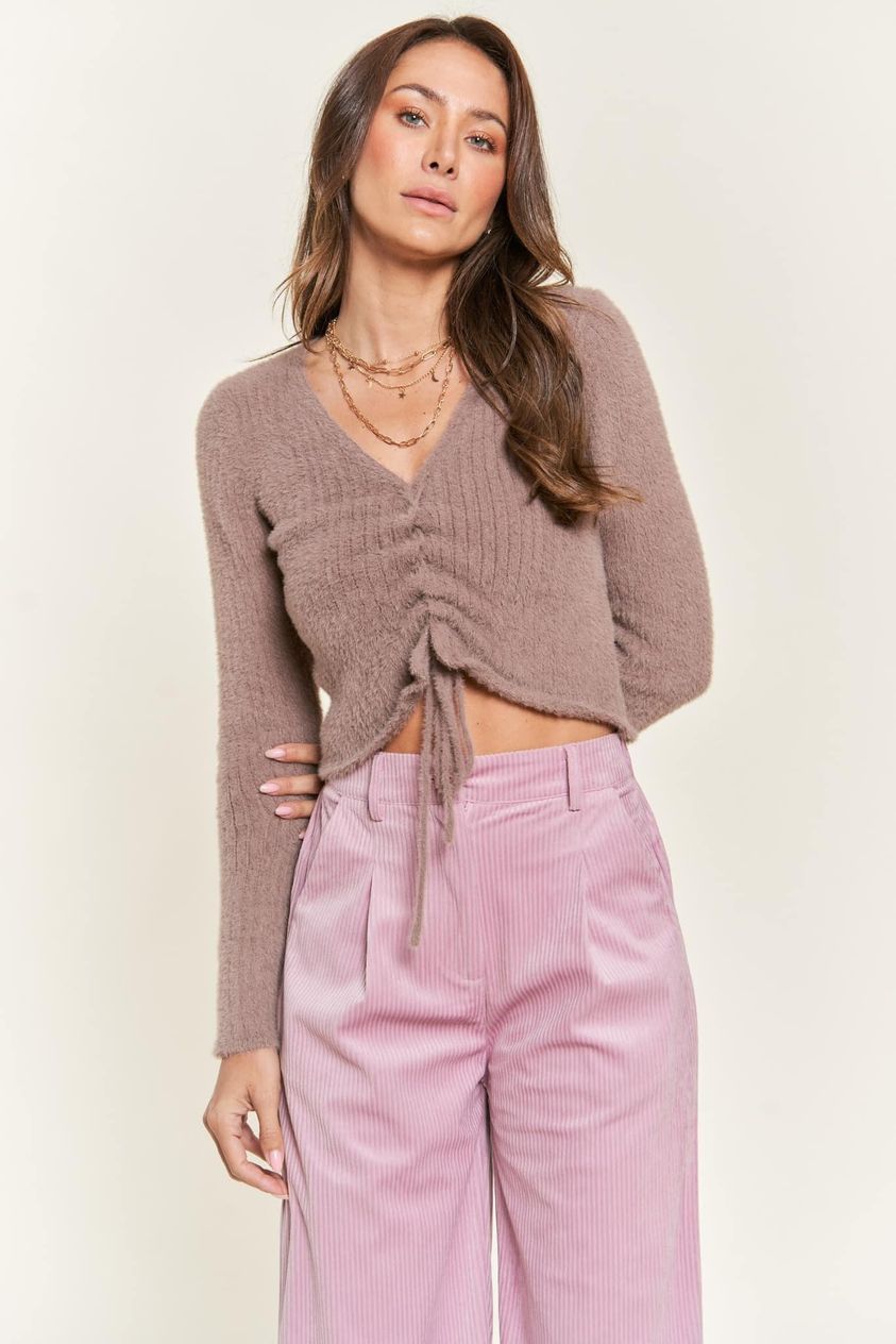 Super Soft Ruched Drawstring Cropped Top