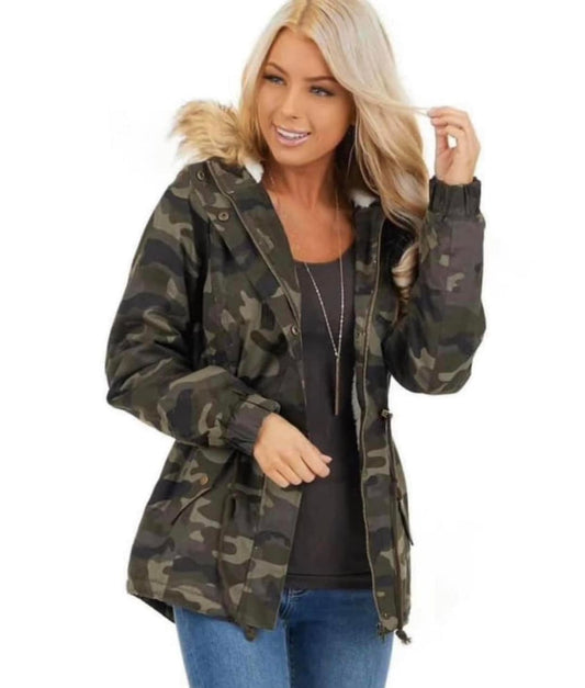 Hooded Camo Jacket with Soft Lining