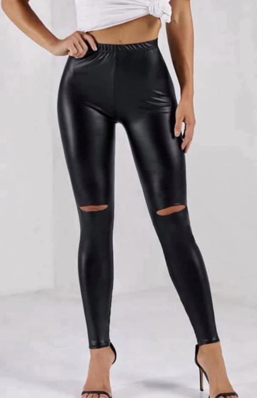 Leather  Leggings with rips