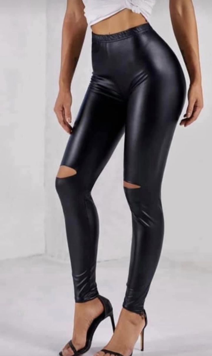 Leather  Leggings with rips