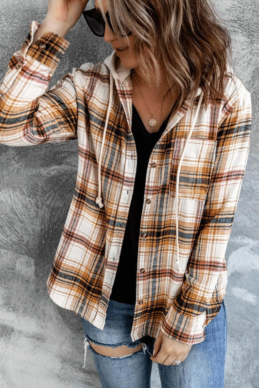 Plaid Button Down with Hood