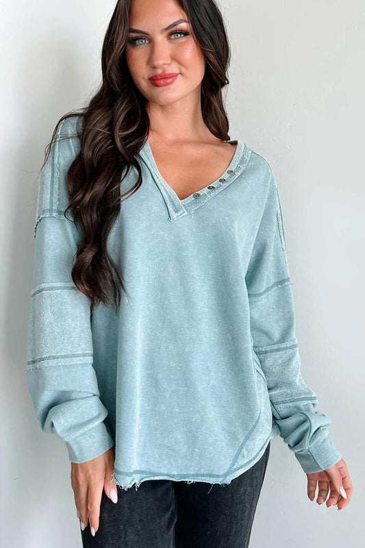 Raw Edge V Neck Top