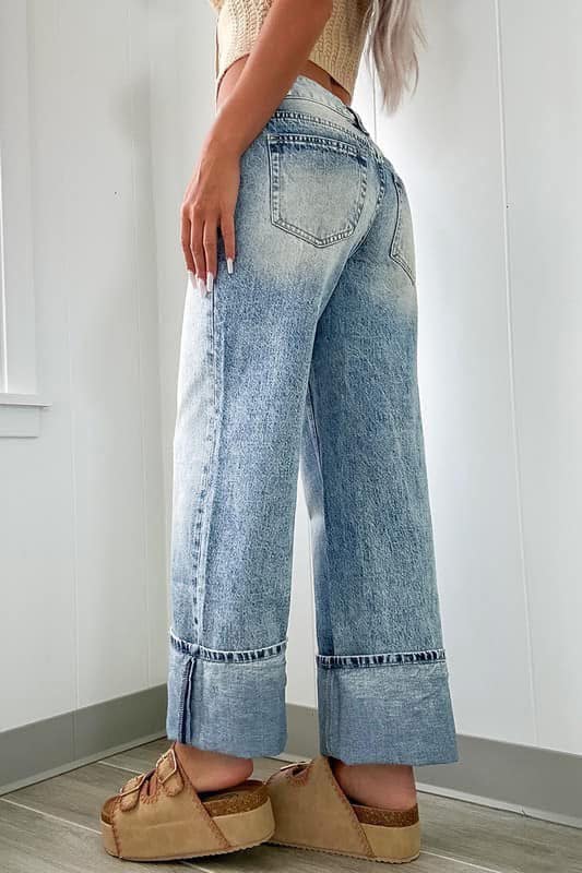 High Waist Cuffed Flare Jeans