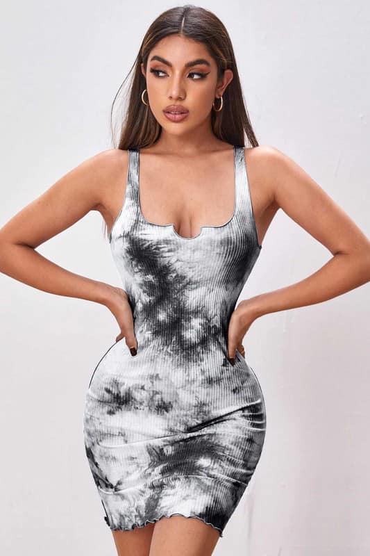 Tie Dye Fitted Ribbed Dress