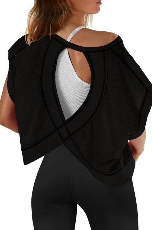 Short Sleeve Open Back Top